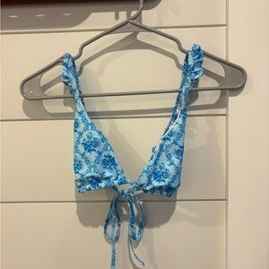Blue Floral Bikini Top